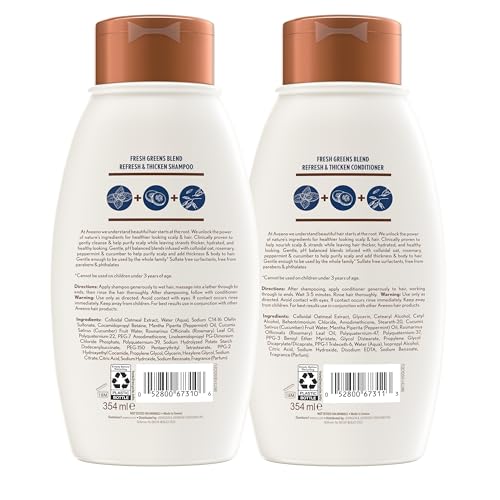 Aveeno Fresh Greens Shampoo & Conditioner for Thin or Fine Hair, Clarifying & Volumizing, Paraben-Free, 12 Fl Oz  
Aveen