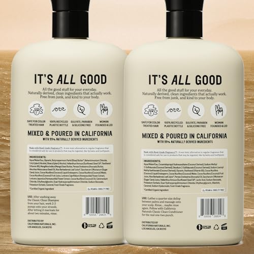 Moisture Shampoo and Conditioner, Natural, Vegan, Cruelty-Free, Silicone, Paraben, and Sulfate Free for All Hair Types (